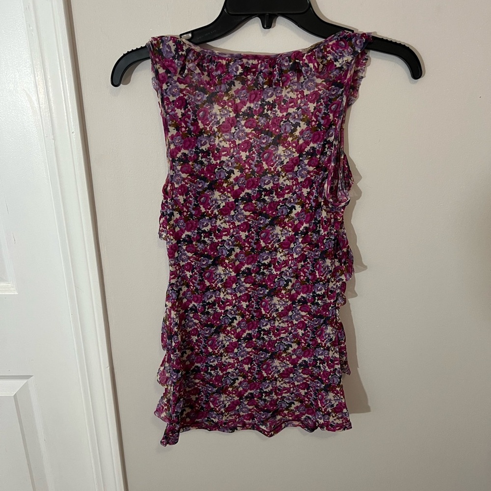 Express Floral Ruffle Tank Top - Pink - Picture 2 of 5